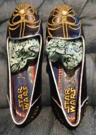 Irregular Choice Star Wars Womens Black and Gold Flats