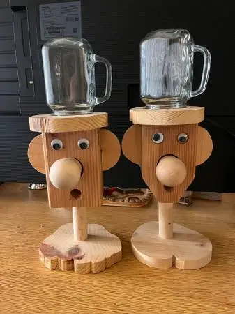 Vintage Handcrafted Handmade Jar Wood Candy Gumball Machine Dispenser