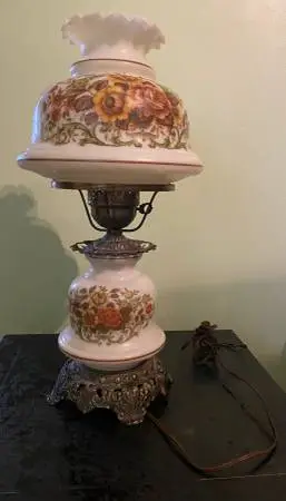 Orange and Yellow Rose Hurricane Lamp