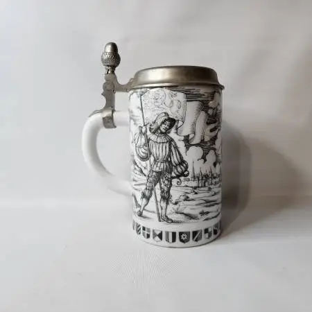 Vintage Alboth & Kaiser German Beer Stein with Pewter Lid