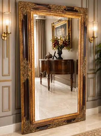 ✨ Gorgeous! Ornate Oversized Beveled Wall Mirror