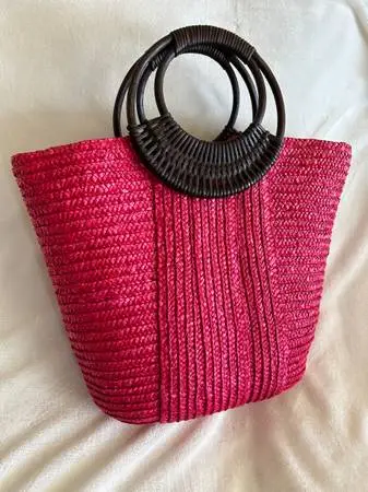 Wicker Boho Tote Bag.