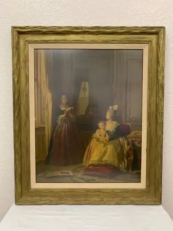 FRAMED REPRODUCTION PRINT OF THE STORY HOUR PAINTING BY J. CARAUD
