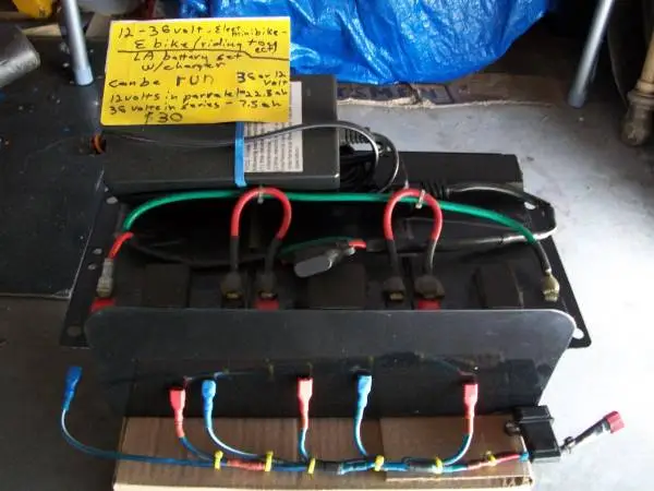 12/36 volt LA: 3 -7.5ah batt.set w/ charger,for elect. Mini bike ect.