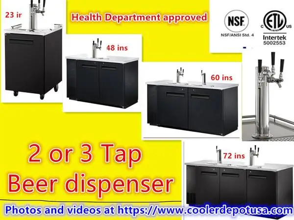 2 3 Tap Beer Dispenser Kegerator Commercial Brew Fridge Cooler RESTAUR