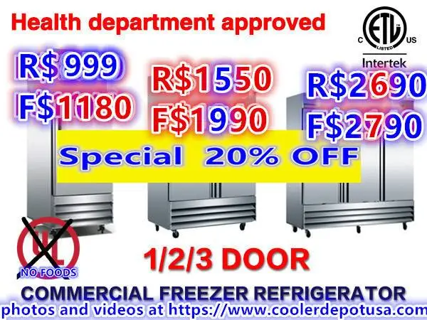 Commercial Reach In Freezer Refrigerator Refrigerated Cooler RESTAURAN
