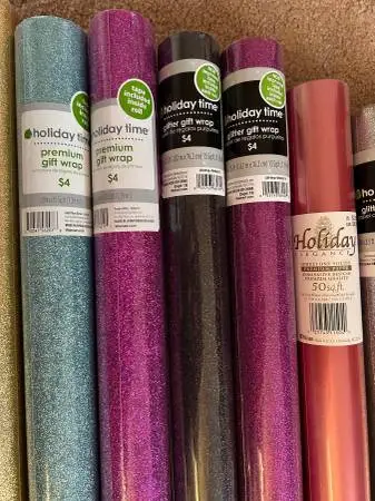 11 Rolls Of Gift Wrap From Holiday Time & Holiday Elegance.