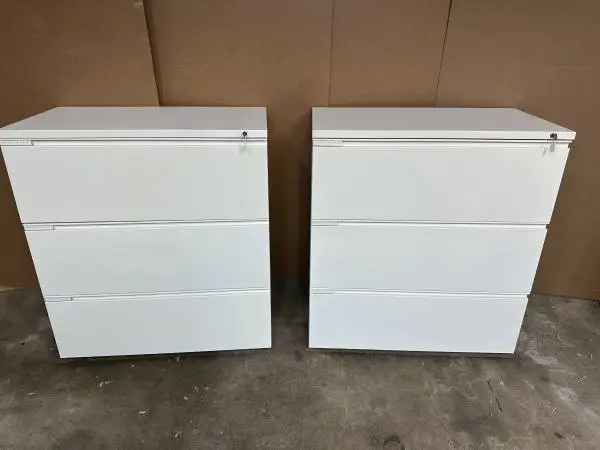 2 HERMAN MILLER / MERIDIAN locking 3 drawer lateral files $130.00 EACH