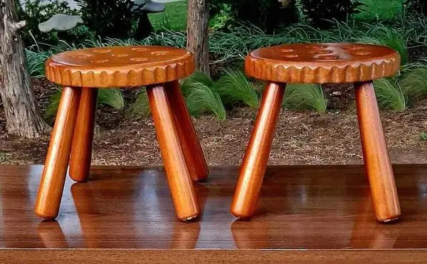 Contemporary Creative Biscuit Round Solid Wood Low Stool Footstools