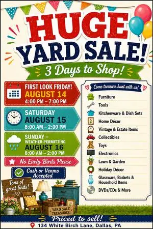 Yard Sale this Weekend
