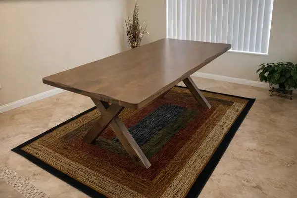 Brand New Solid Wood Trestle X-Base Dining Table