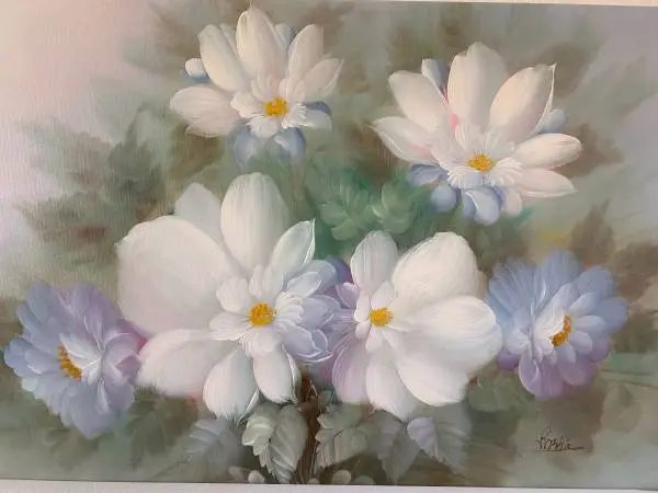 Vintage Decorative Oil On Canvas Painting.