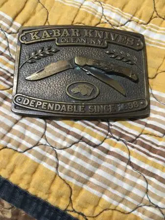 Ka-Bar brass belt buckle for knive collectors