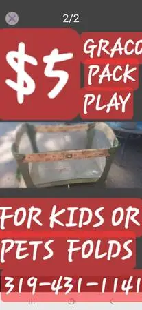 GRACO PACK & PLAY folds easily wheels. No pad. Needs wiped.