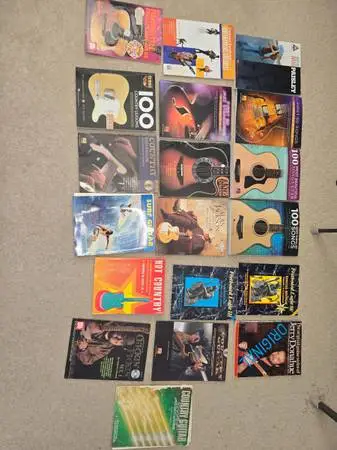 Guitar music books and performance book sold as lot