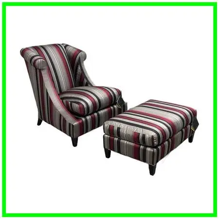 Baker Furniture Rolled Arm Wing Chair + Ottoman, Set