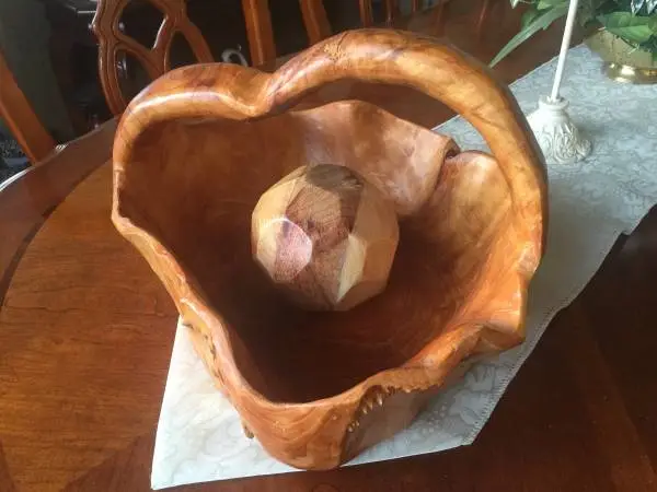 Hand Carved Fruit Bowl.