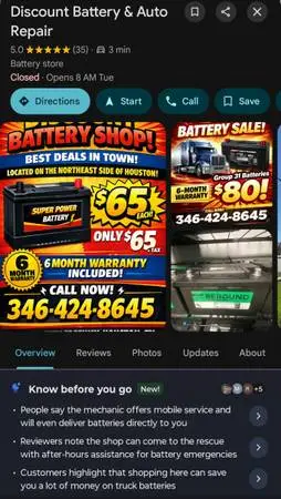 “Refurb Batteries $65 + Free Tests