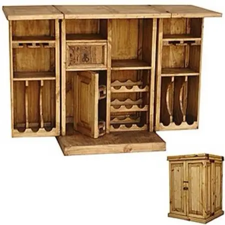 Unique design multi purpose kitchen island bar cart with folding leaf solid pine