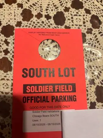 SOUTH LOT PARKING PASS BEARS VS BROWNS