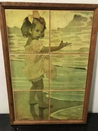 Beautiful Jessie Willcox Smith 22” Tile Wood Frame Art