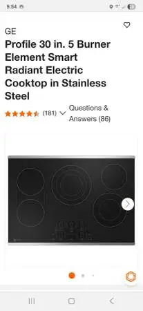 GE 30in 5 burner Element Smart cooktop