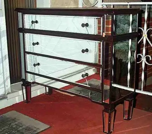 DRESSER Mirrored 3 Drawer Chest Nightstand Storage Bedroom Furniture
