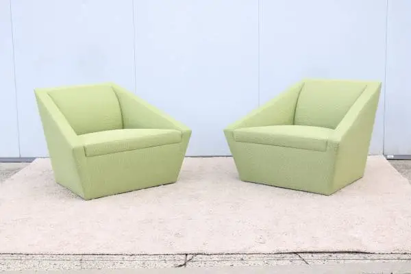 Modern Brad Ascalon for Bernhardt Design Pillar Green Lounge Chairs