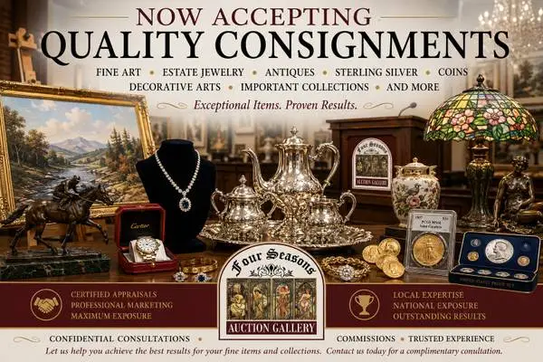 WANTED: FINE ART, STERLING, COINS, JEWELRY, ANTIQUES, RUGS