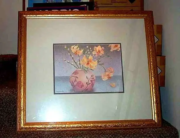 Painting EUROPEAN LILY Justin Coopersmith Art Picture Lithograph Frame