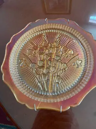 Antique/Vintage 1950s, Marigold Carnival Glass Plate
