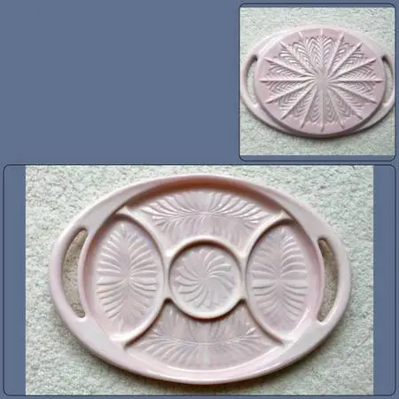 Jeannette Glass Vintage Shell Pink Large 5-Part Serving Tray
