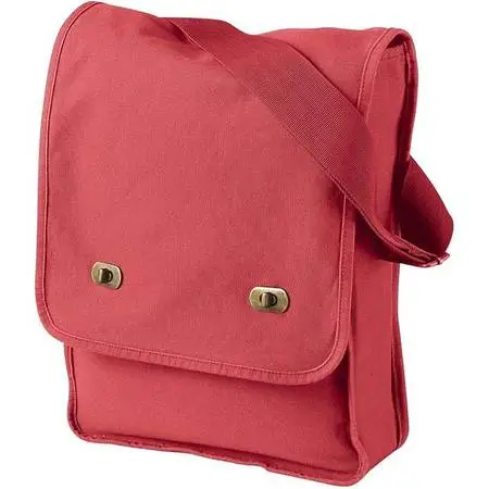 Unisex 100% Cotton Non Toxic Dye Messenger Bag Adjustable Strap Red