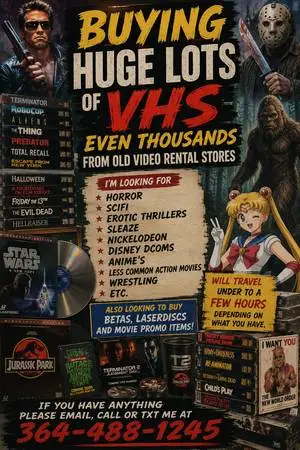 Wanting to buy huge lots of unwanted vhs even thousands