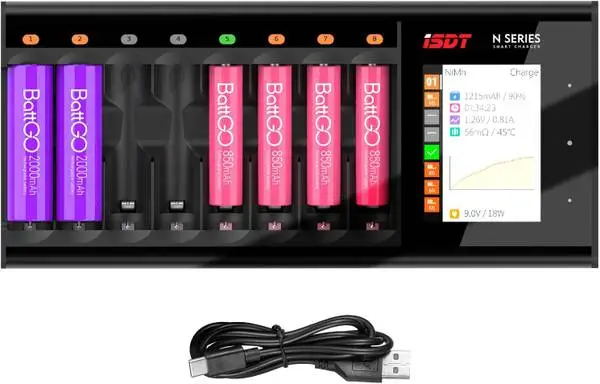 New ISDT N8 8-Slot Fast Battery Charger for AA AAA Ni-MH Ni-Cd NiZn Li