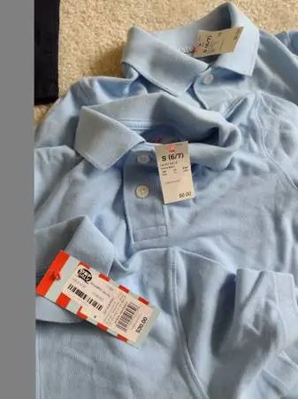 3- Boys Light Blue School Shirts Size 6/7 New - Cat & Jack Brand