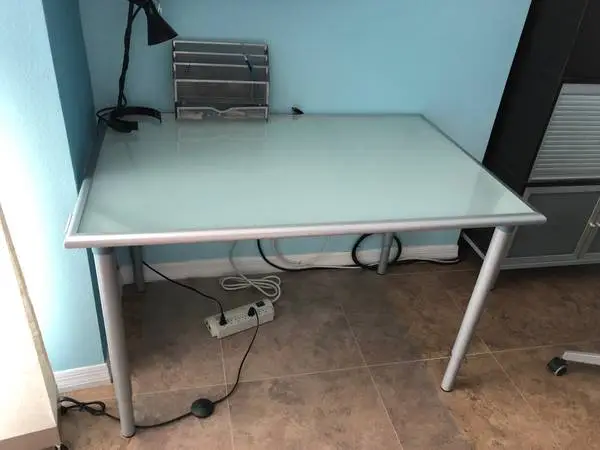Ikea GLASS DESK w/ Adjustable Legs