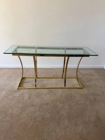 Vintage Brass and Glass Console