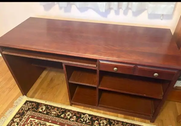 Heavy Solid Wood  Desk Dark Brown
