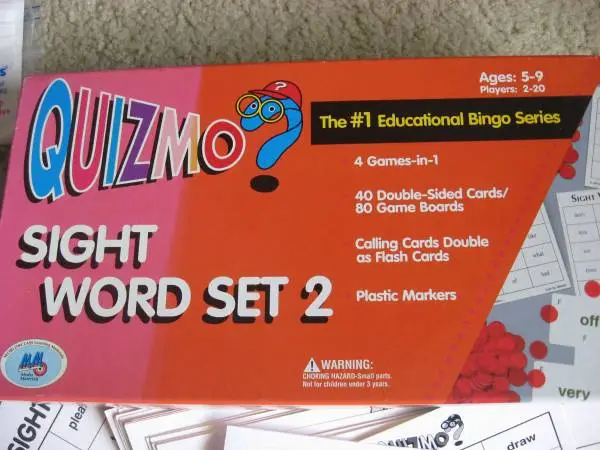 Quizmo Sight Word Set 2 Reading Bingo