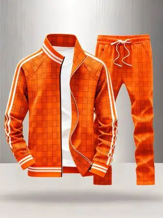 Ladies Tracksuit Sets featuring Checkered Pattern Sportswear Set 20 C