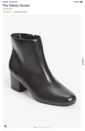 Ankle Boots, black patent Size 8W