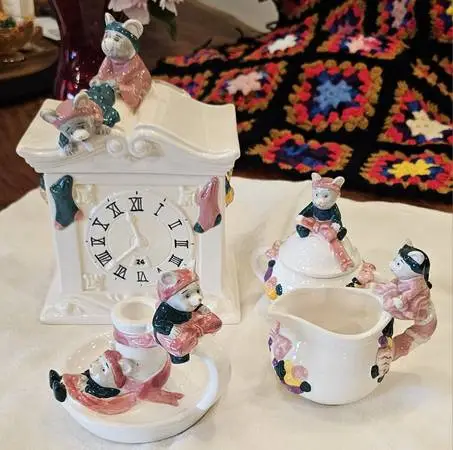 Applause Night Before Christmas Cookie Jar Creamer Suger Set