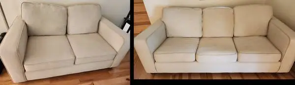 Modern off-white pullout couch and loveseat combo