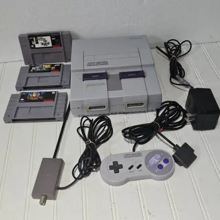 Bundle Lot SNES Super Nintendo Console Cables OEM Controller (Tested)