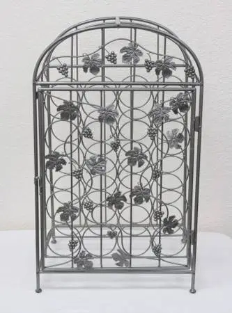 20-BOTTLE SILVER COLOR METAL WINE RACK GRAPE VINE DECORATION EXCELLENT
