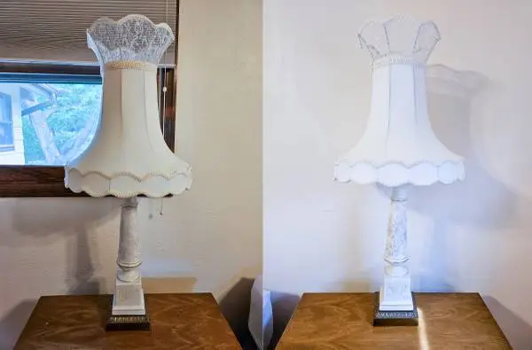 Beautiful Vintage Leviton 3-way table lamps, elegant shades, lace trim