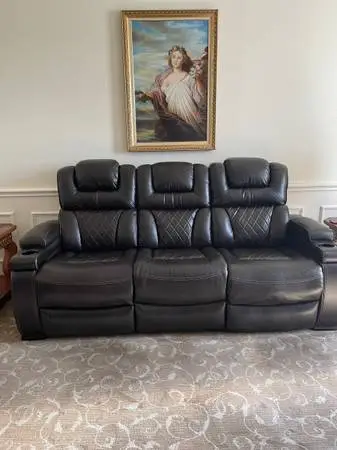 3 piece set Dark Brown Leather Power Recliner Sofas and chair