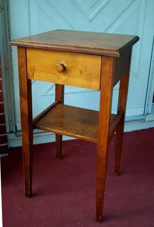 ANTIQUE PHONE TABLE Phonograph Telephone Lamp Stand Side Desk Vintage