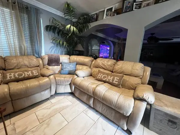 Real leather fully electric sectional